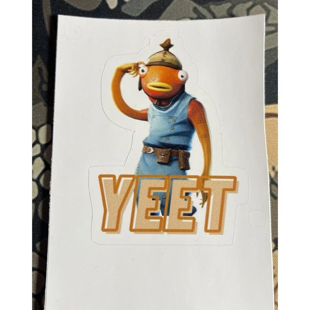Fortnight Fishstick Yeet Vinyl Sticker 3” x 2” Game Gaming Water Bottle Laptop